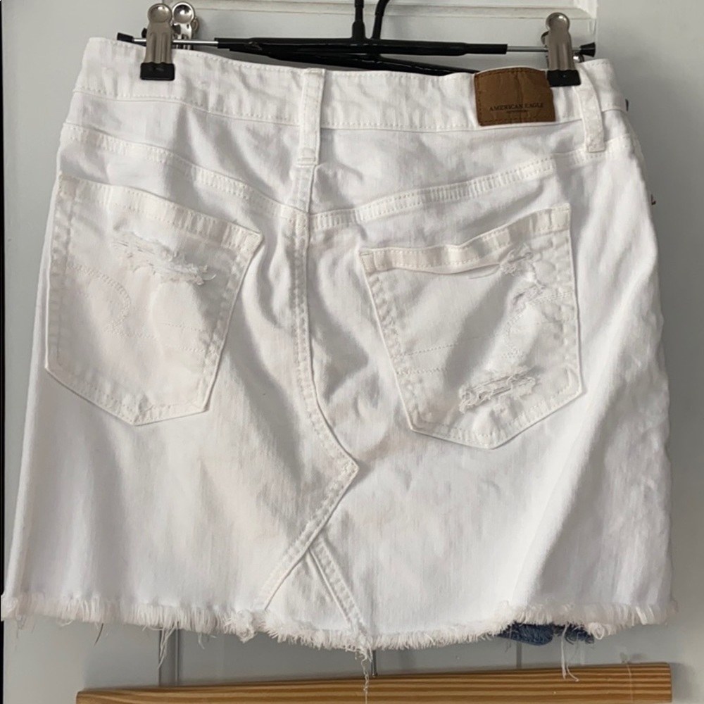American Eagle White Ripped Jean Skirt